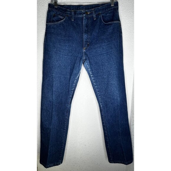 Wrangler Jeans Mens 34x31.5 Denim Scoville Zip Made in USA Vintage Cowboy Cut - Picture 2 of 12
